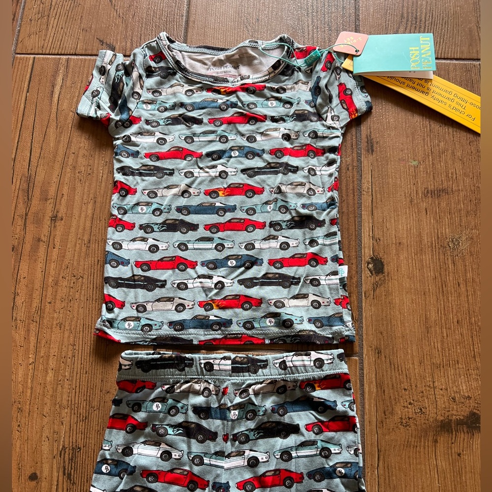 Posh Peanut Cars PJ pajama 6-12 m New